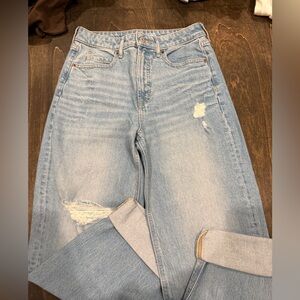 Old Navy Light Blue Distressed Straight Leg Jeans